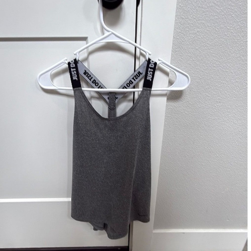 Nike‎ Dri-FIT Just Do It Racerback Tank Top XS Gray Athletic Workout